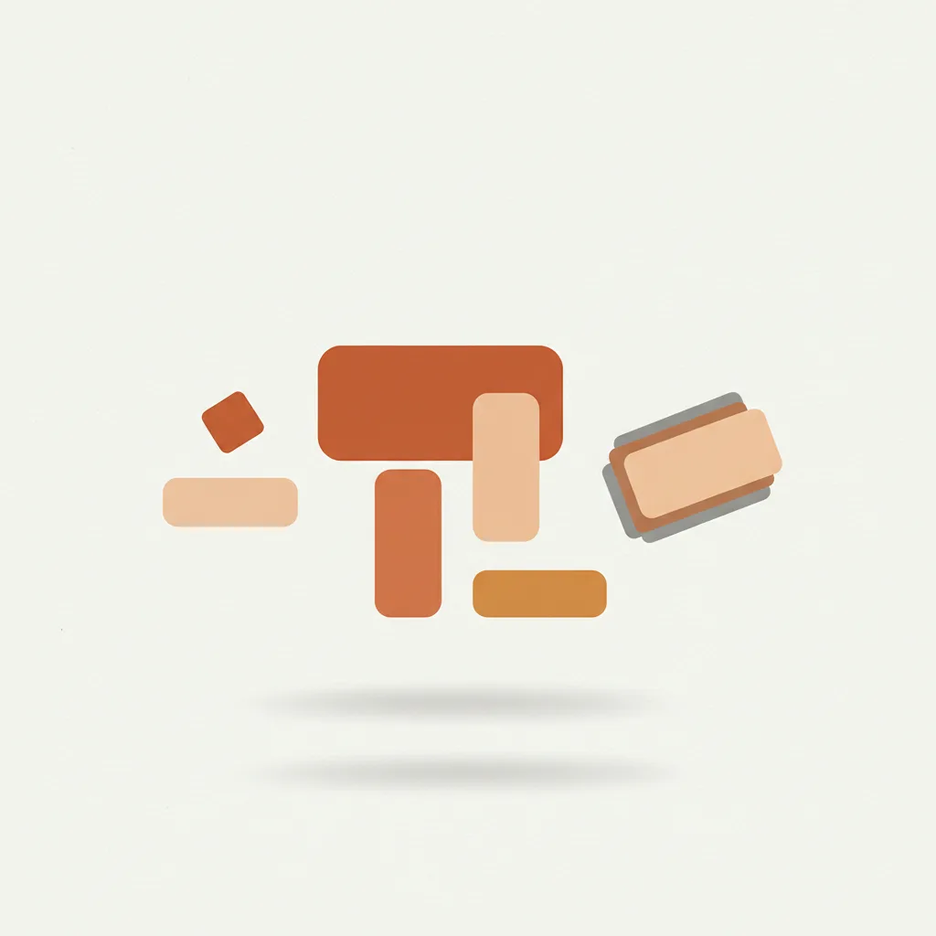 Floating rounded building blocks in warm terracotta tones